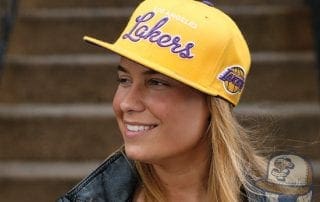 Mitchell & Ness Throwback Script Fitted Hat Lakers