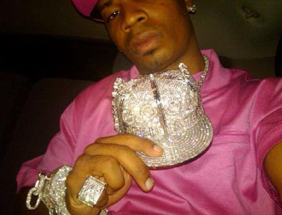 Plies Diamond Encrusted Fitted Baseball Cap Medallion and chain Plies Diamond Encrusted Fitted Baseball Cap Medallion and chain