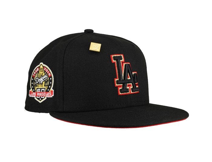 Los Angeles Dodgers 60th Anniversary Black Red 59Fifty Fitted Hat