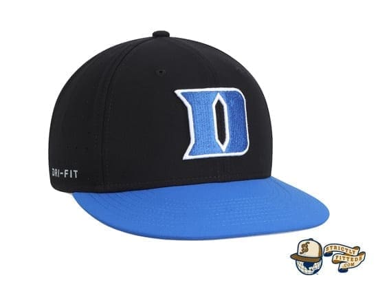 duke-blue-devils-nike-aerobill-performance-true-black-fitted-hat-nike-right Duke Blue Devils Nike Aerobill Performance True Black Fitted Hat by Nike right side